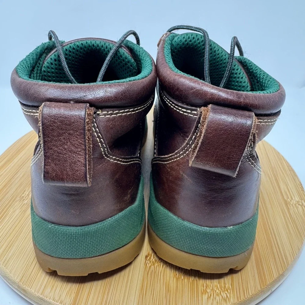 John Deere Mens Leather Duck Boots Green Brown‎ Lace Up Ankle JD3413 Size 10M